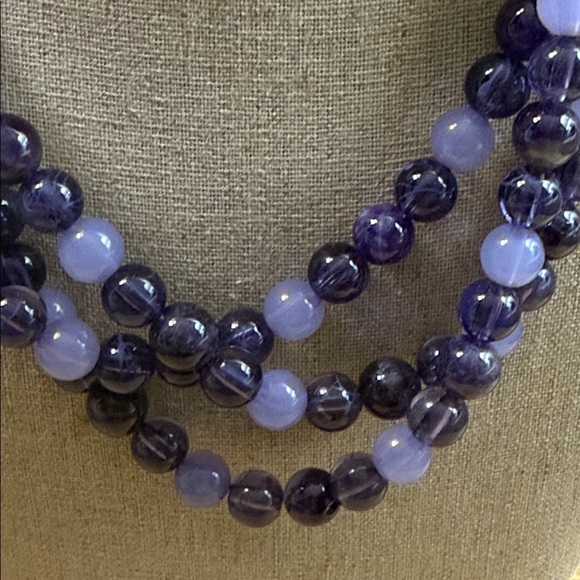 Chico's Multi-Strand Purple Beaded Necklace - Picture 2 of 6